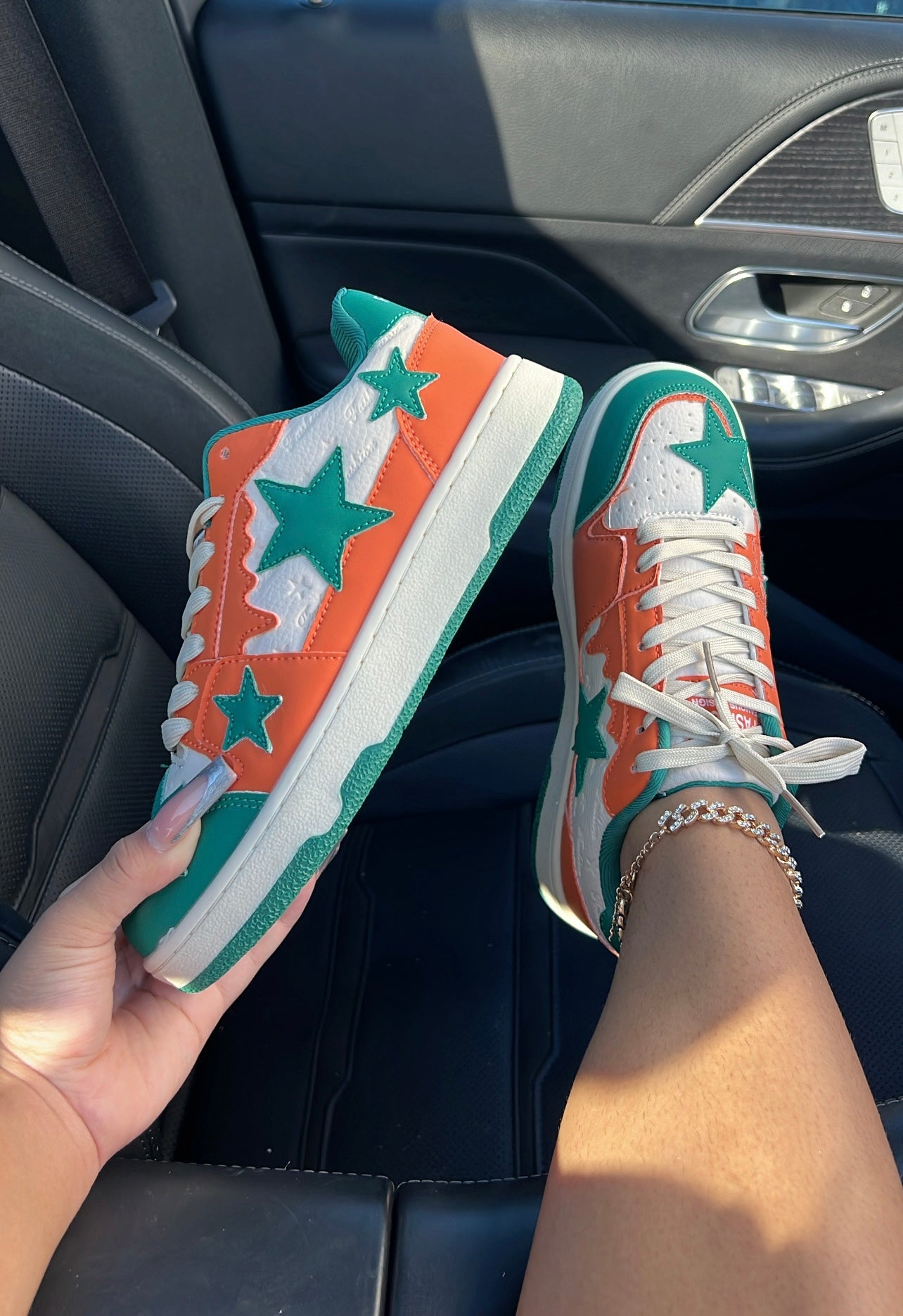 green & orange sneakers image 1