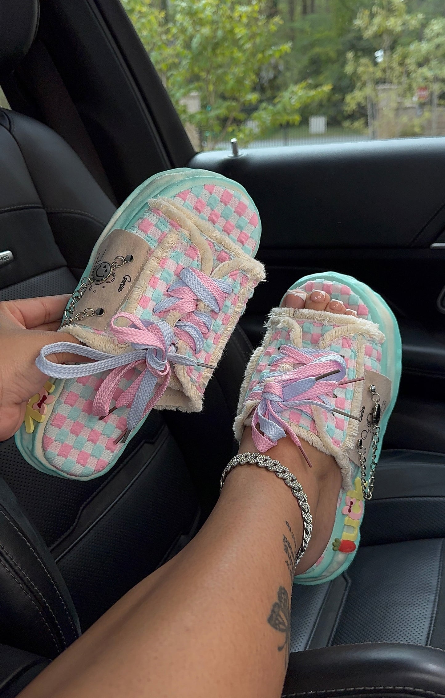 cotton candy yarn sandals