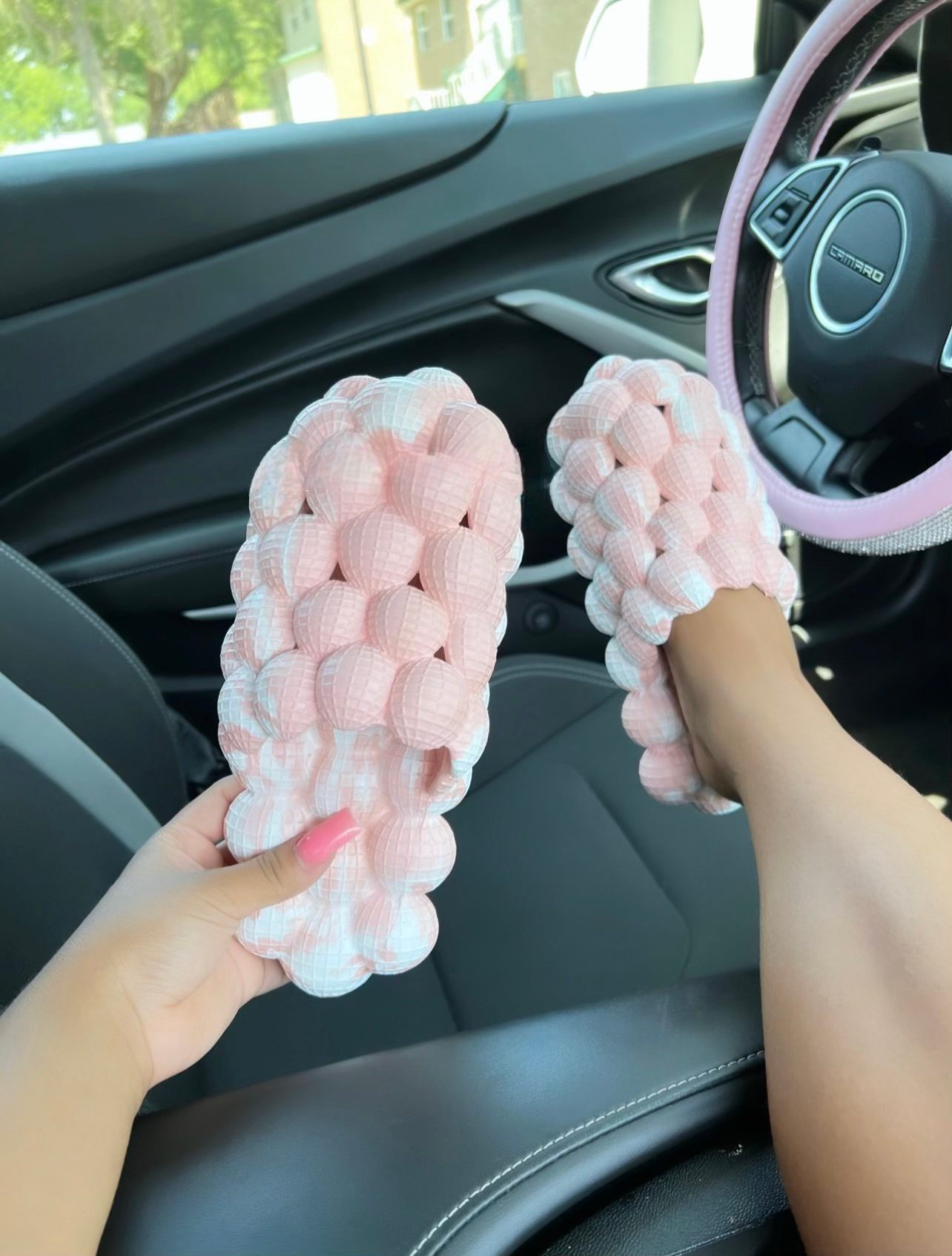 pink & white bubbly slides image 0