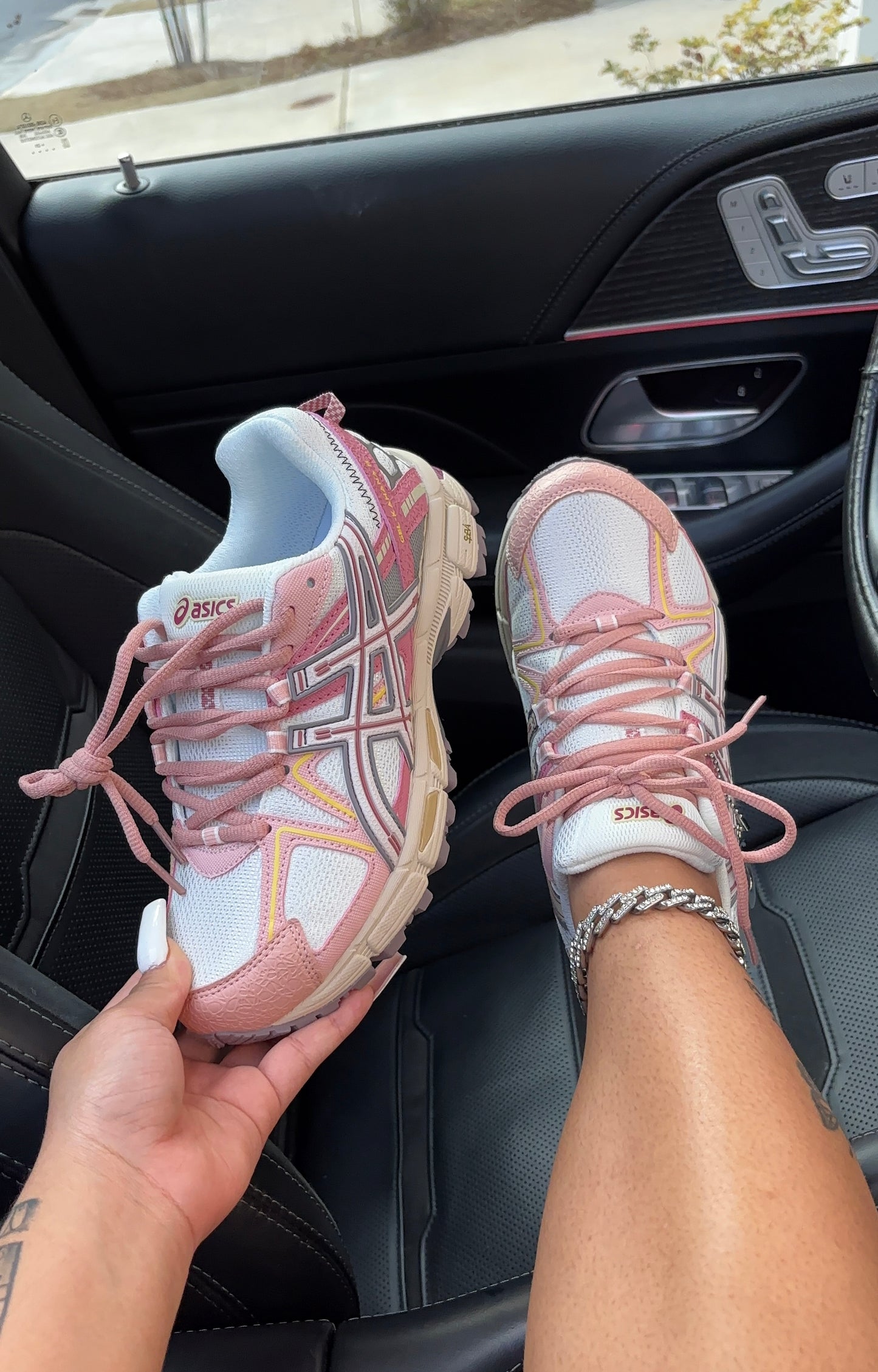 pink trendy sneakers