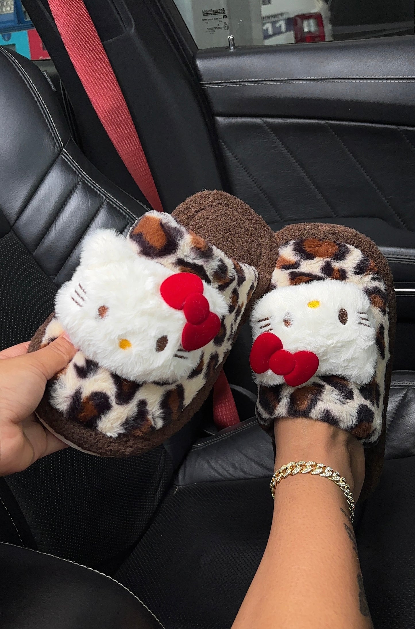 cheetah hello kitty slippers