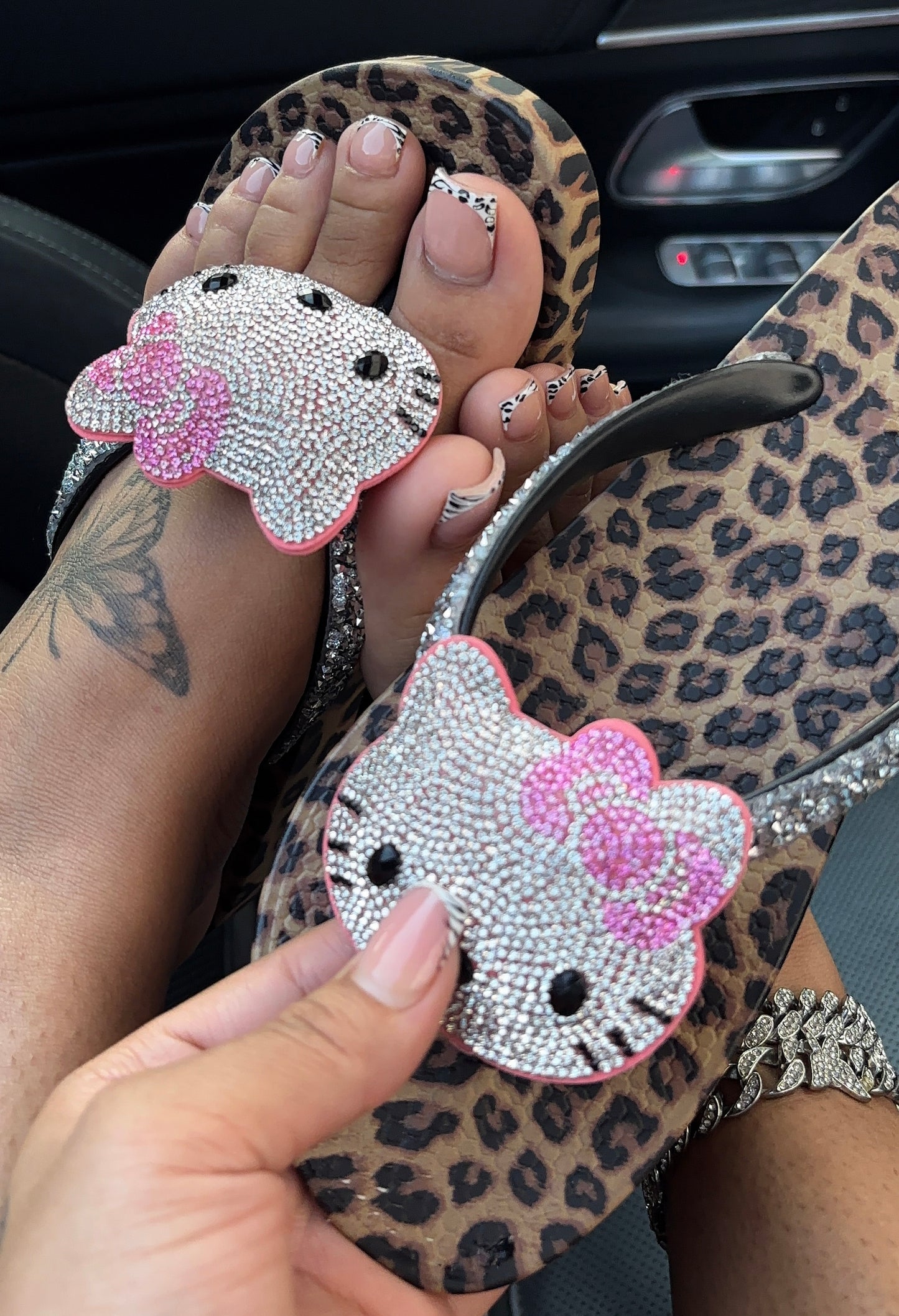 bedazzled hello kitty cheetah sandals