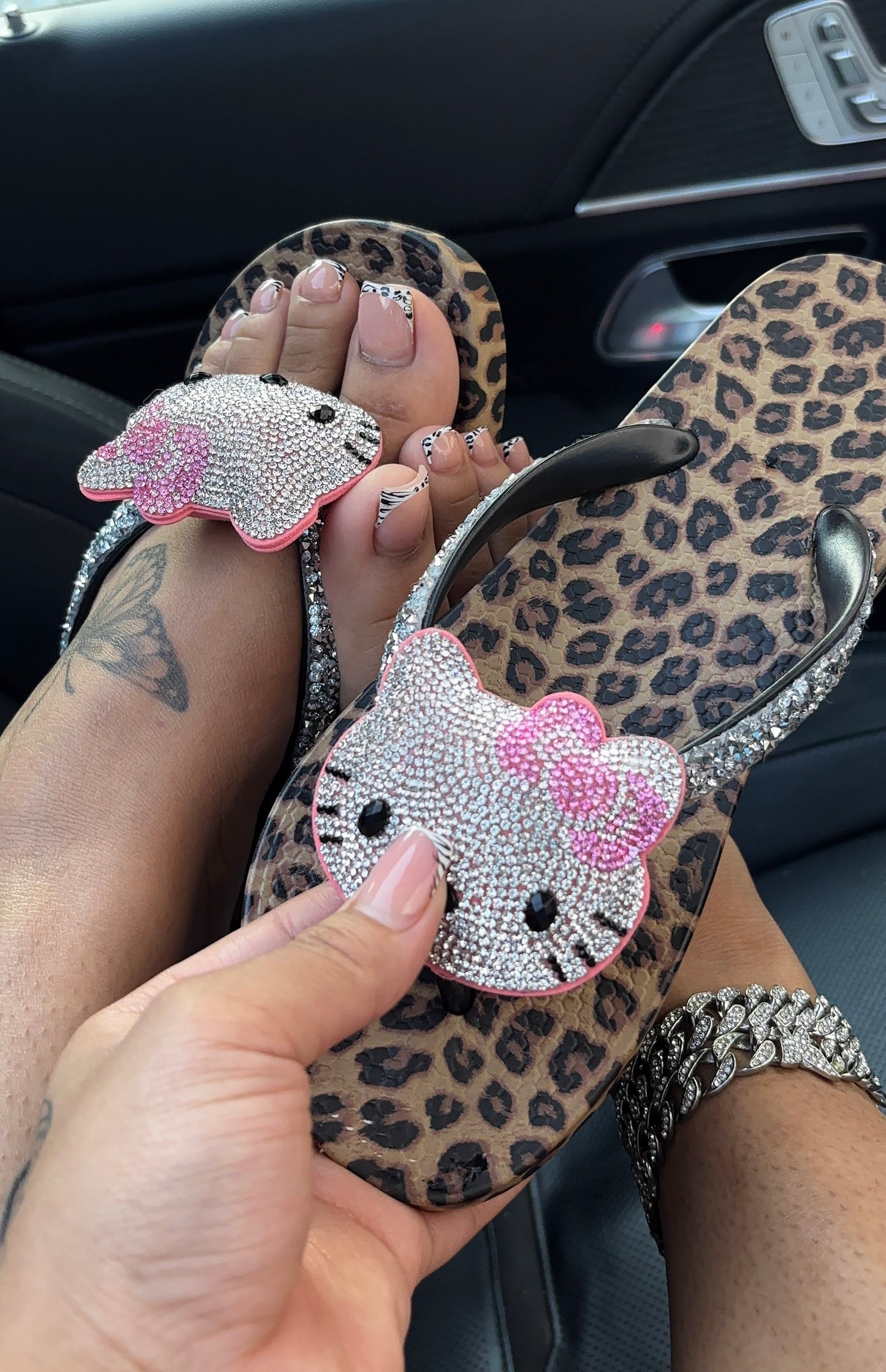 bedazzled hello kitty cheetah sandals