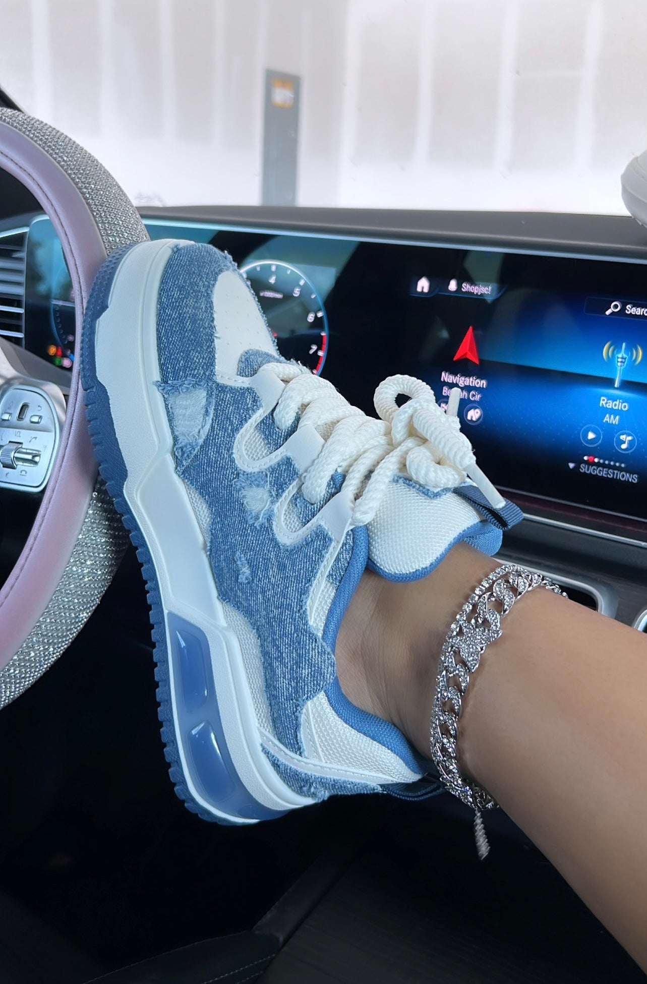 blue platform sneakers image 1