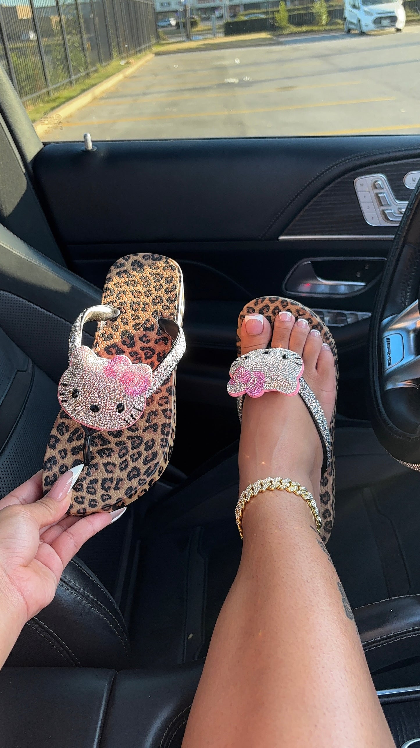 bedazzled hello kitty cheetah sandals