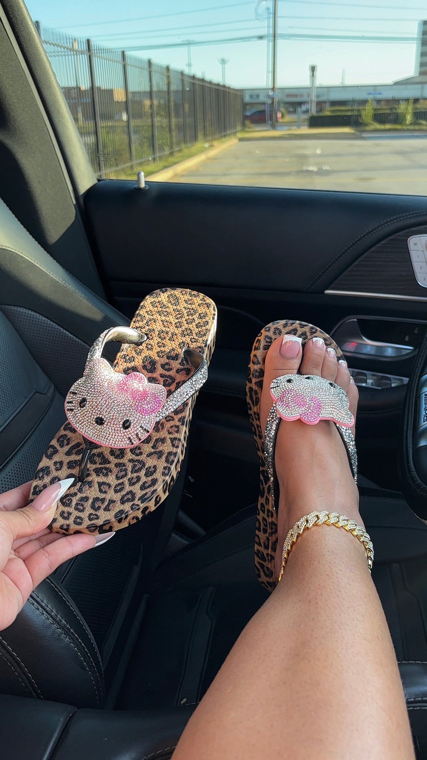 bedazzled hello kitty cheetah sandals