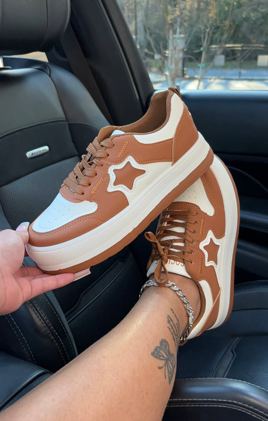 brown platform star sneakers