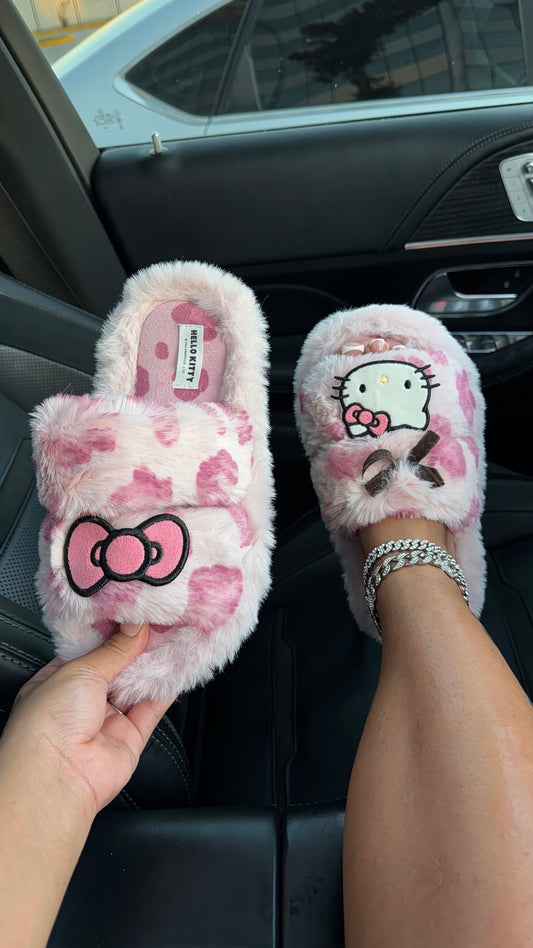 pink cheetah kitty slippers