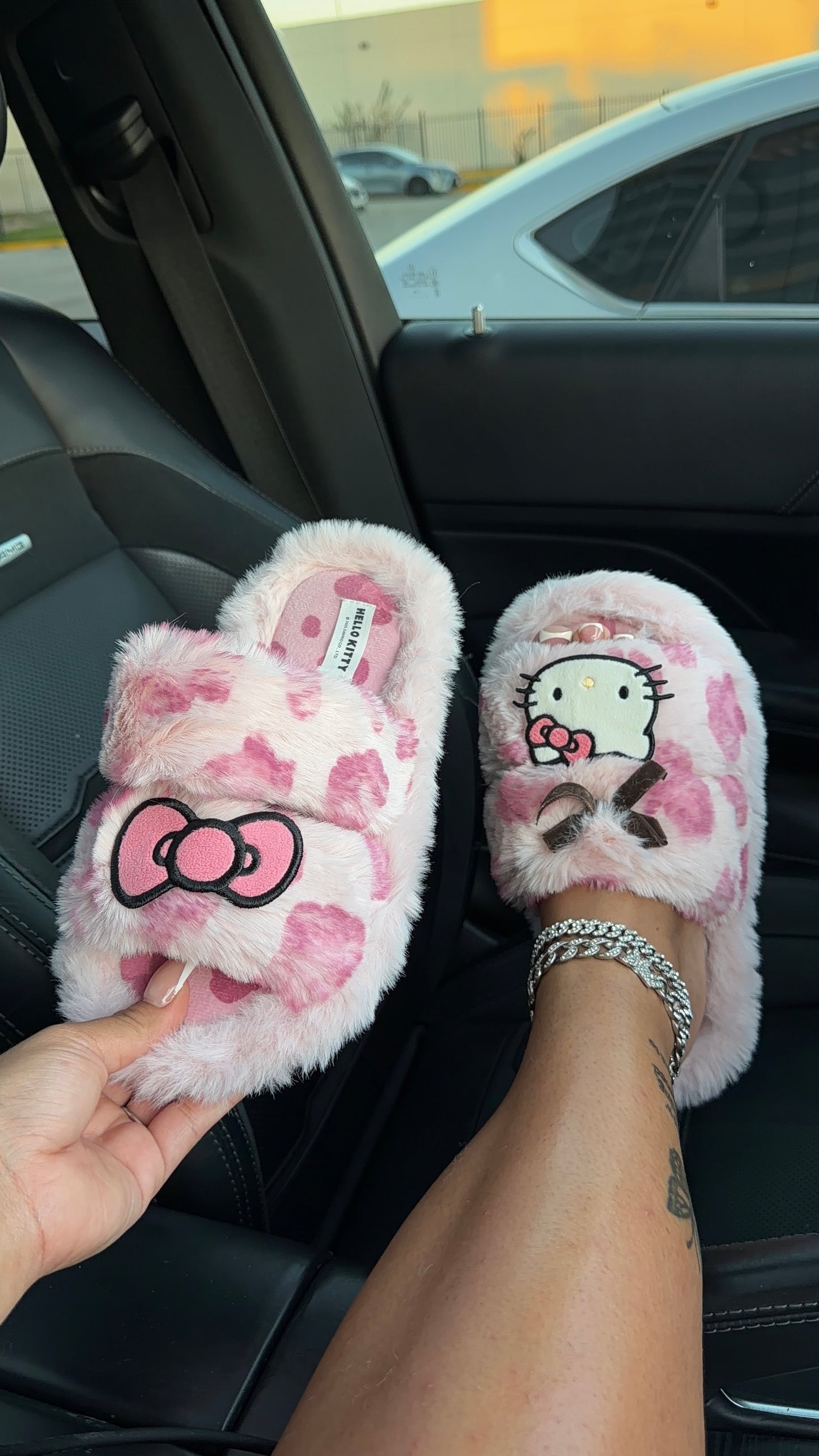 pink cheetah kitty slippers