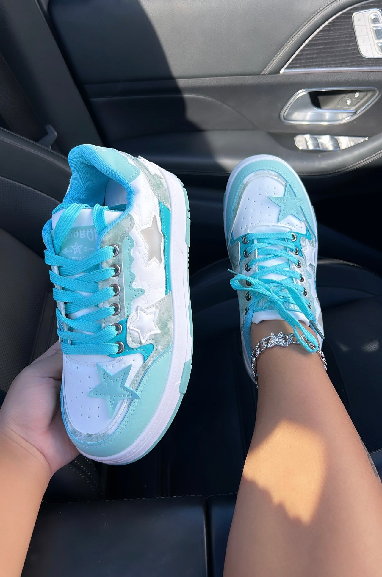 aqua blue star sneakers  image 1