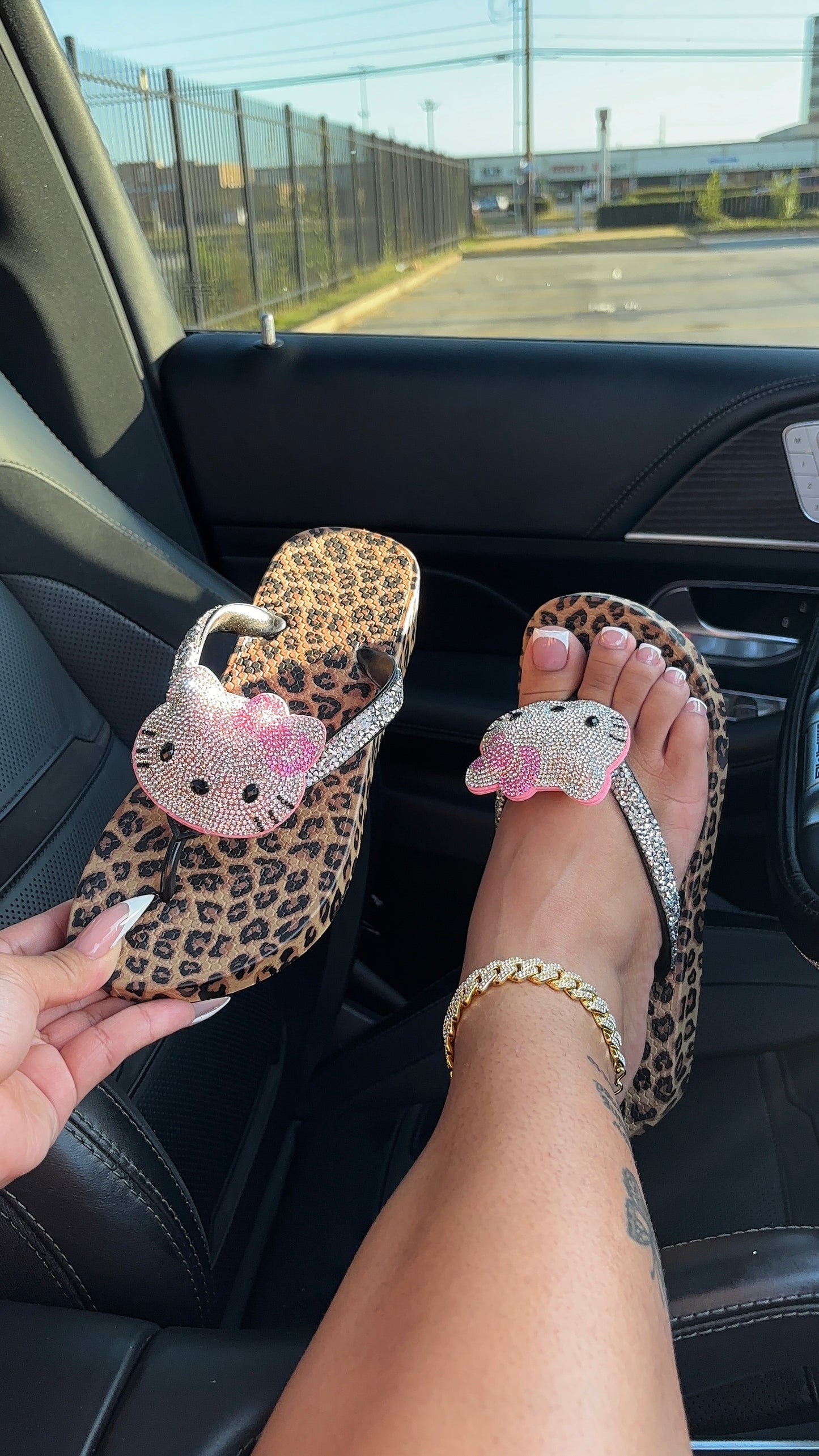 bedazzled hello kitty cheetah sandals