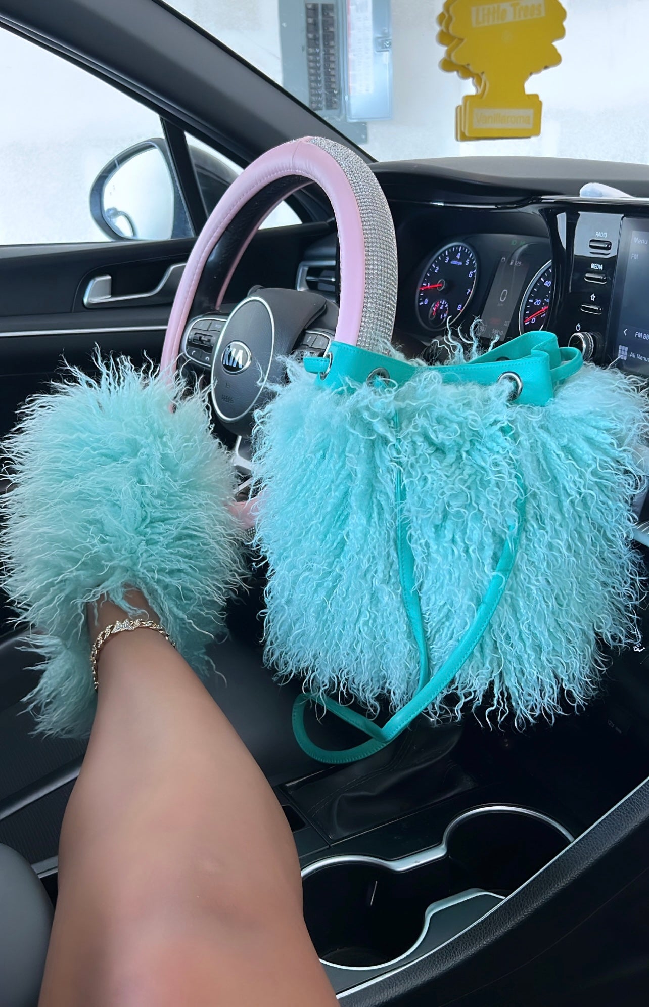 fur slippers and purse set  image 1