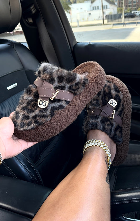 leopard print slides