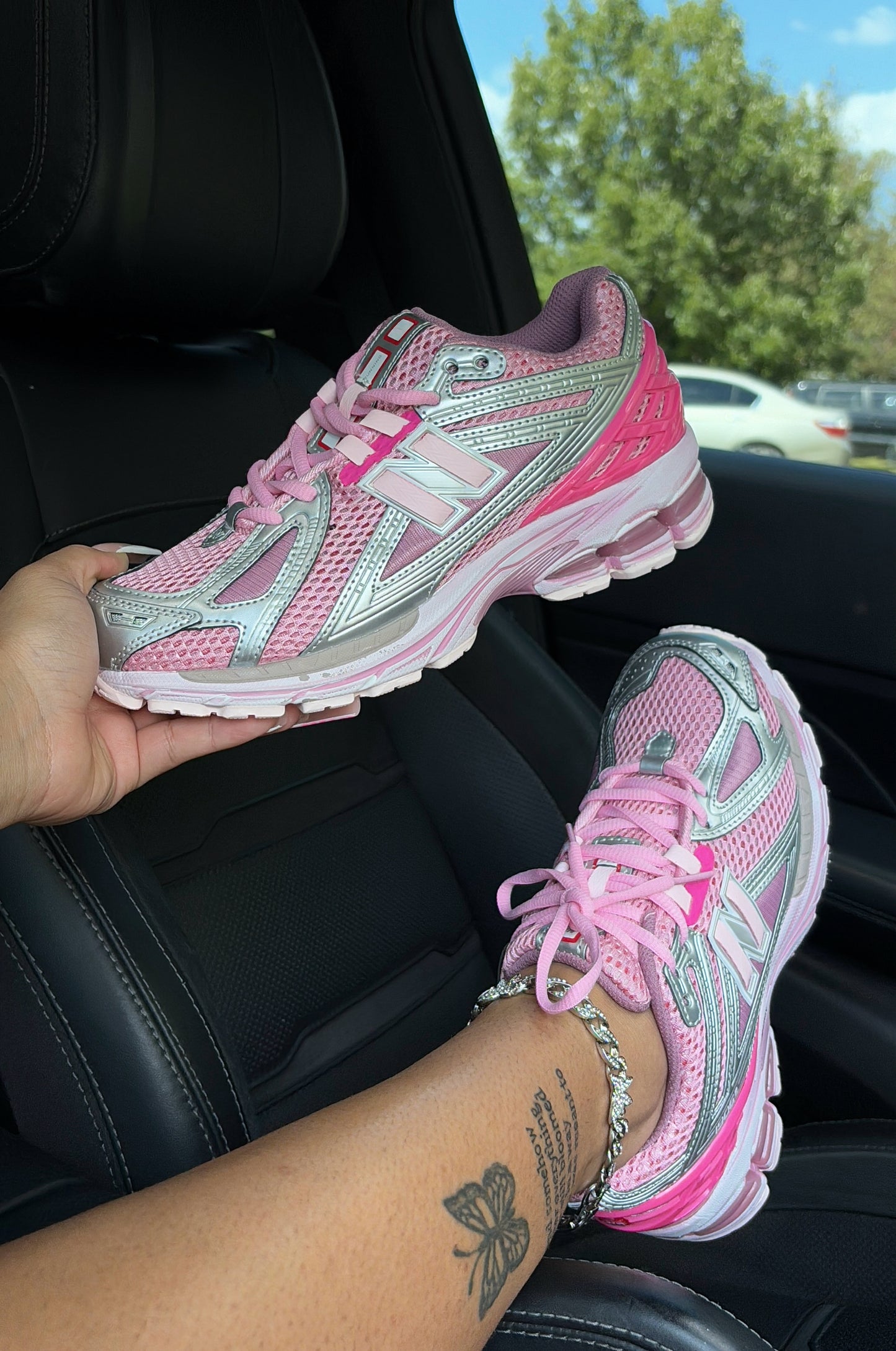 nb sneakers (pink & sliver) image 0